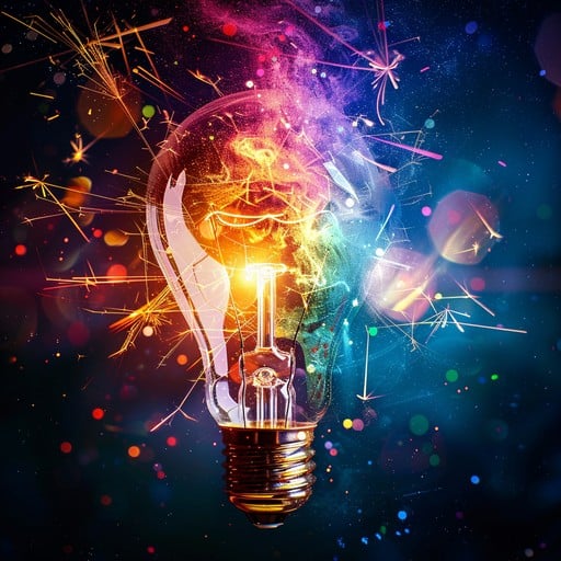 Electric creativity spark stockcake